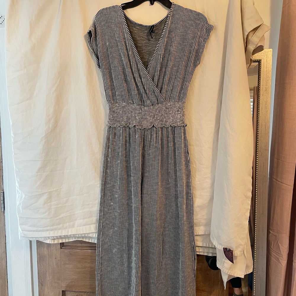 Black and white striped soft jumpsuit